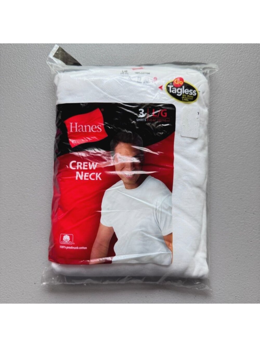 Hanes Men White Short Sleeve Crew Neck T-Shirts 3 Pack Size L